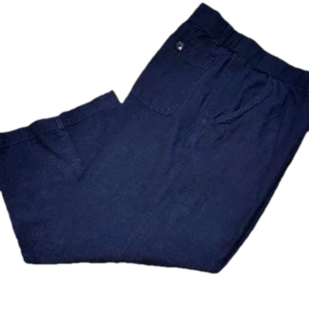 Liz Claiborne Classic Navy Linen Blend Cropped Women's Pants - Size M